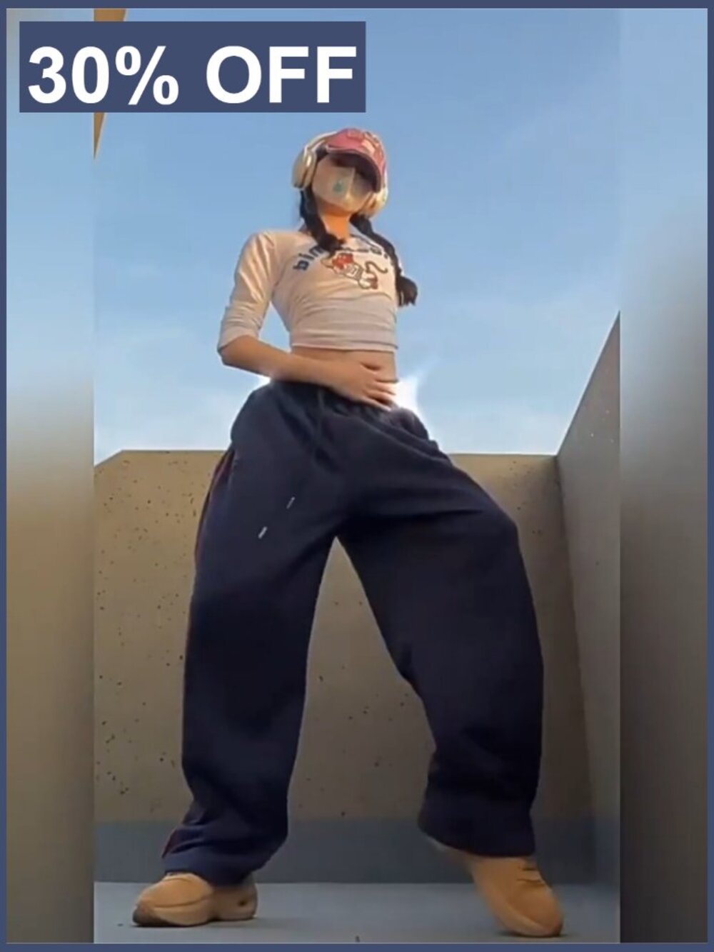 Y2K Baggy Wide Leg Joggers High Waisted Casual Track Pants - Picture 6 of 7